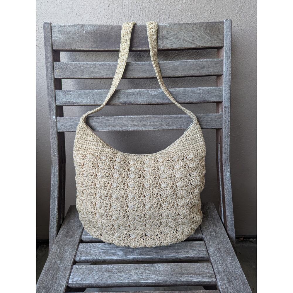 💜Croft & Barrow Tan Crochet Hobo Shoulder Bag